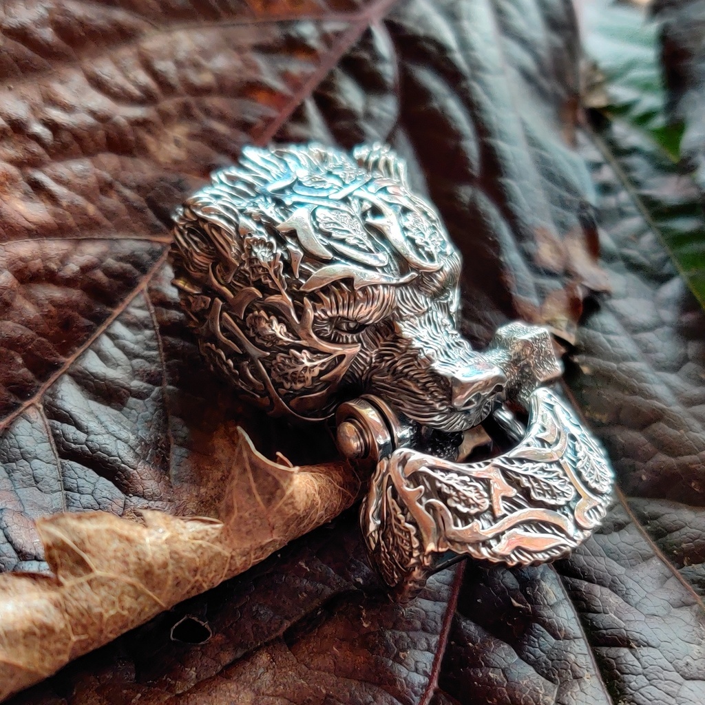 Фурнитура для браслетов "Медведь Русич", серебро