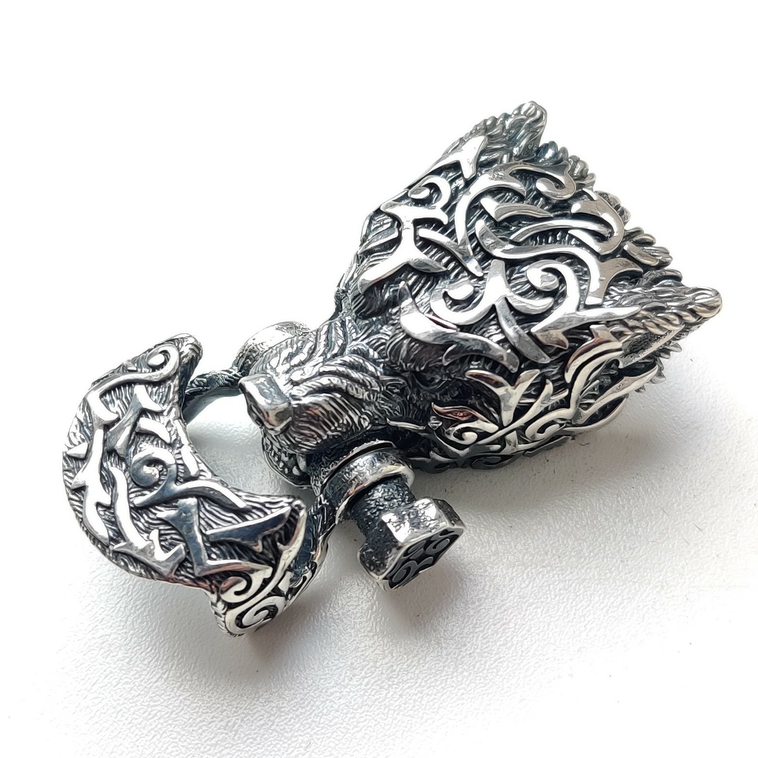 Фурнитура для браслетов "Волк Русич", серебро