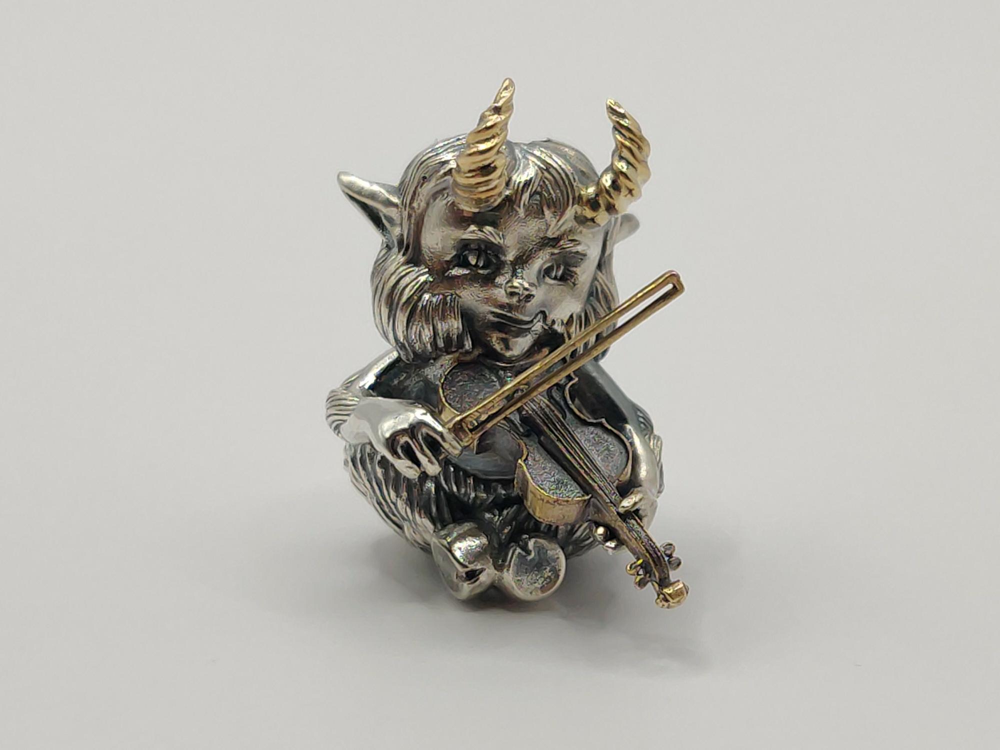 Бусина темлячная "Фавн скрипач", биметалл