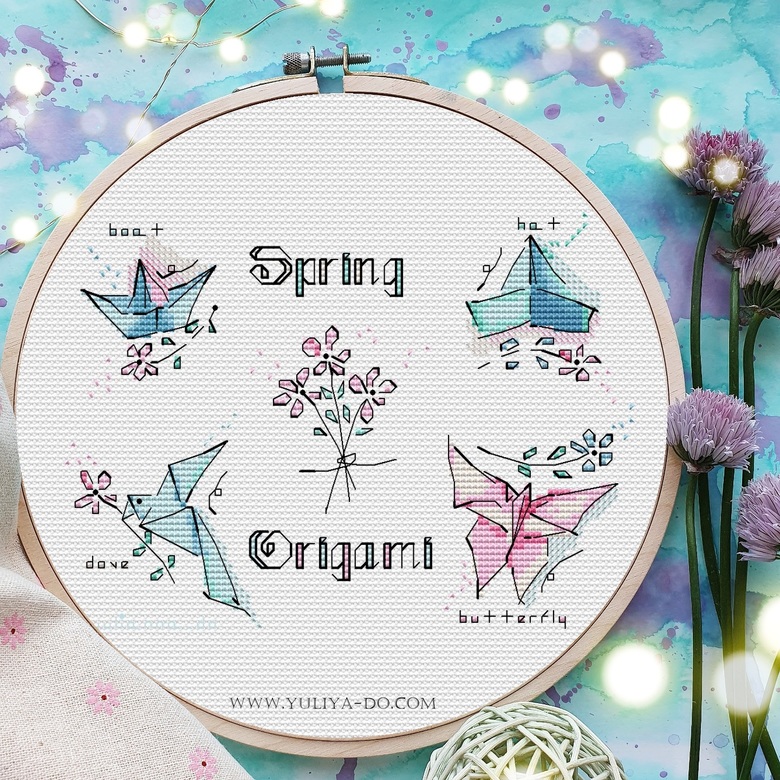 схема вышивки весенние оригами юлия до