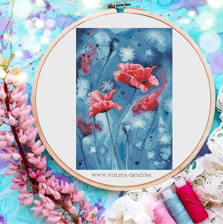 Схема вышивки "Маки полевые" (140*209 крестиков)