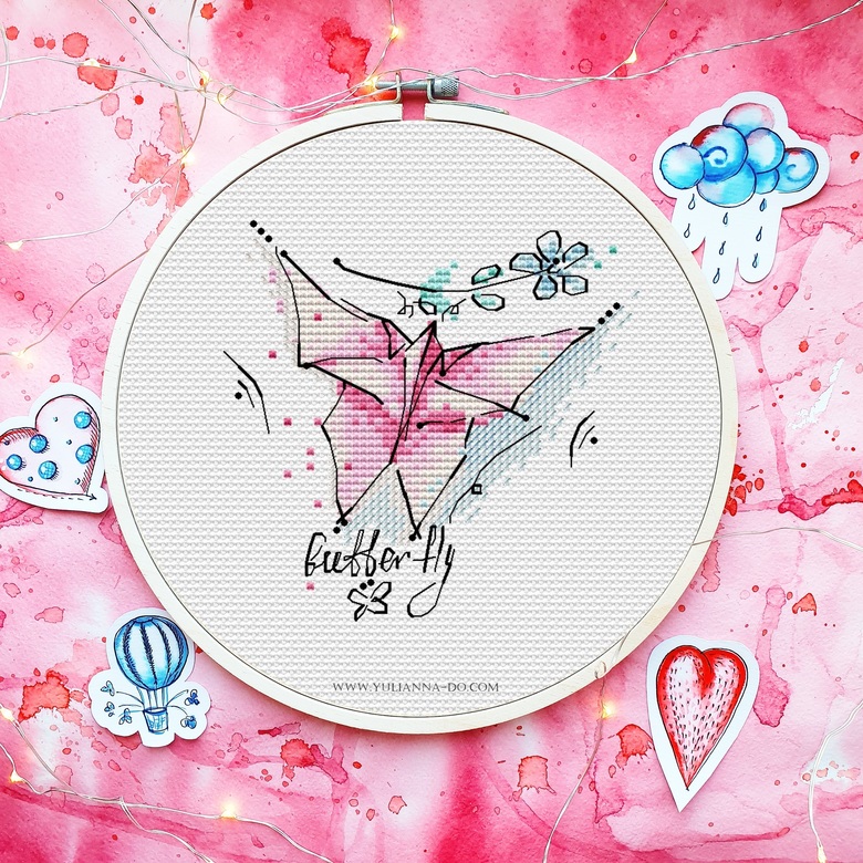 Схема вышивки "Весенние оригами. Бабочка"