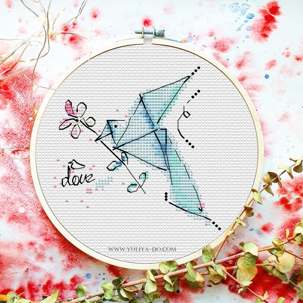 Схемы вышивки "Весенние оригами. Голубь"