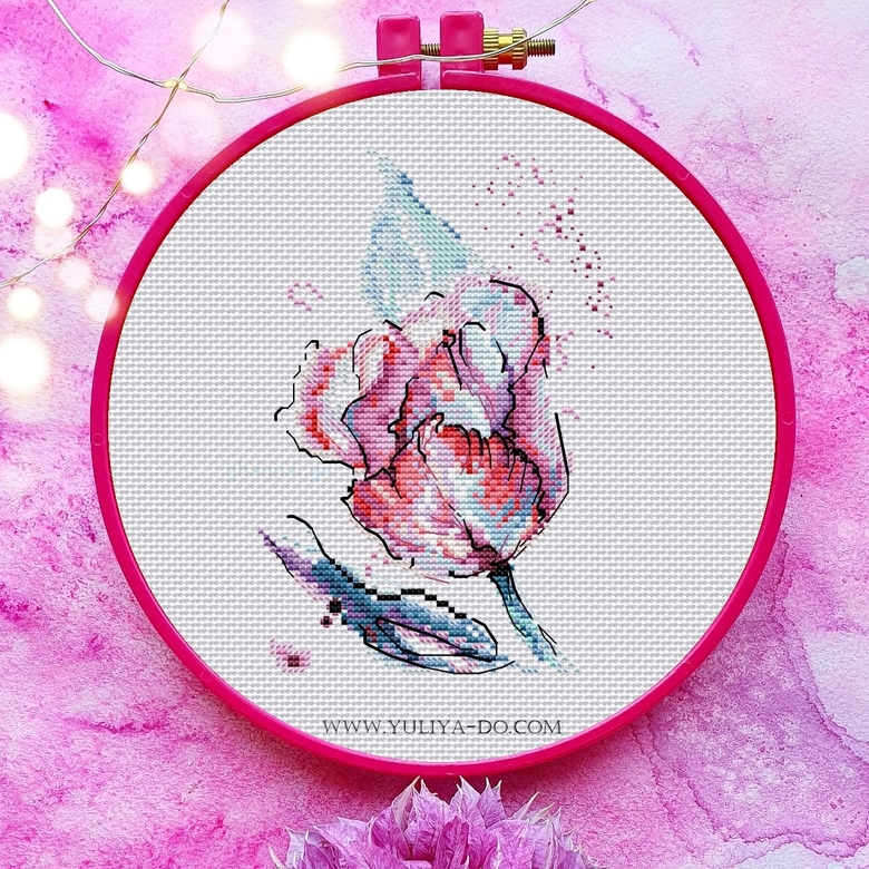 схема вышивки тюльпан  сиреневый юлия до