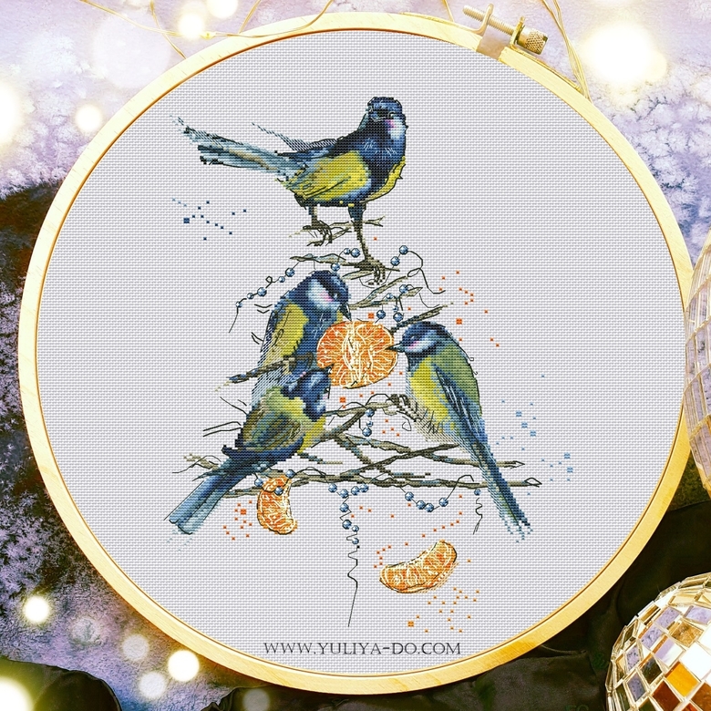 схема вышивки синици елка юлия до