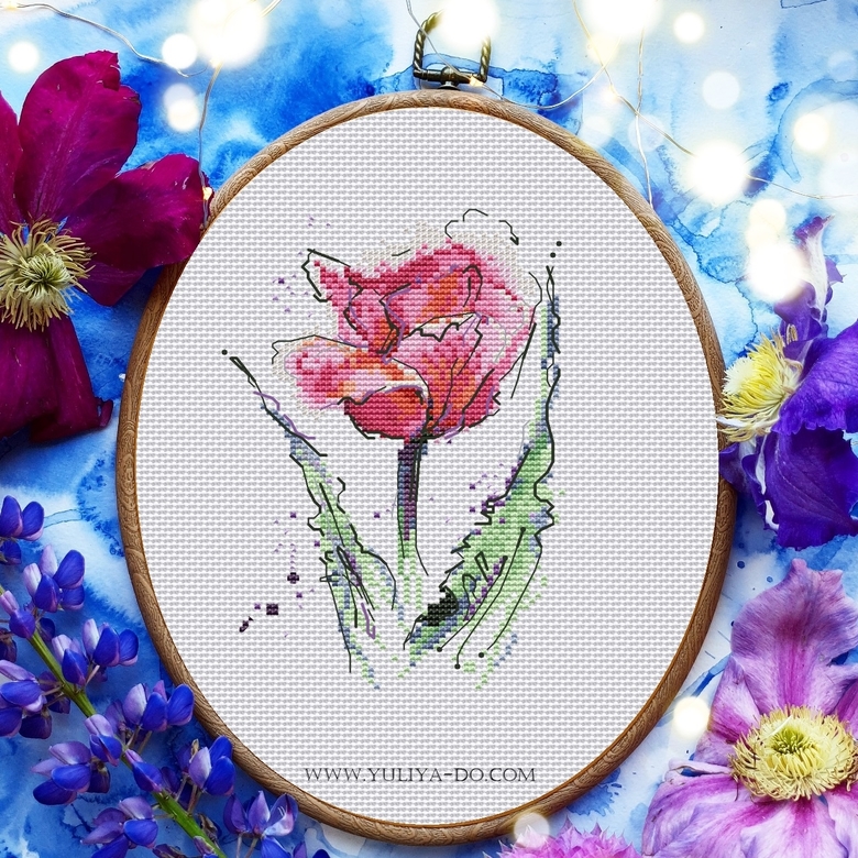 схема вышивки тюльпан розовый юлия до