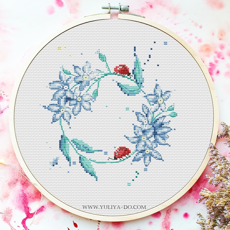 схема вышивки венок с незабудками юлия до