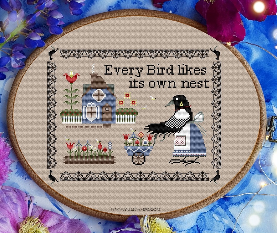 Схема вышивки "Сорока" (140*116 крестиков)