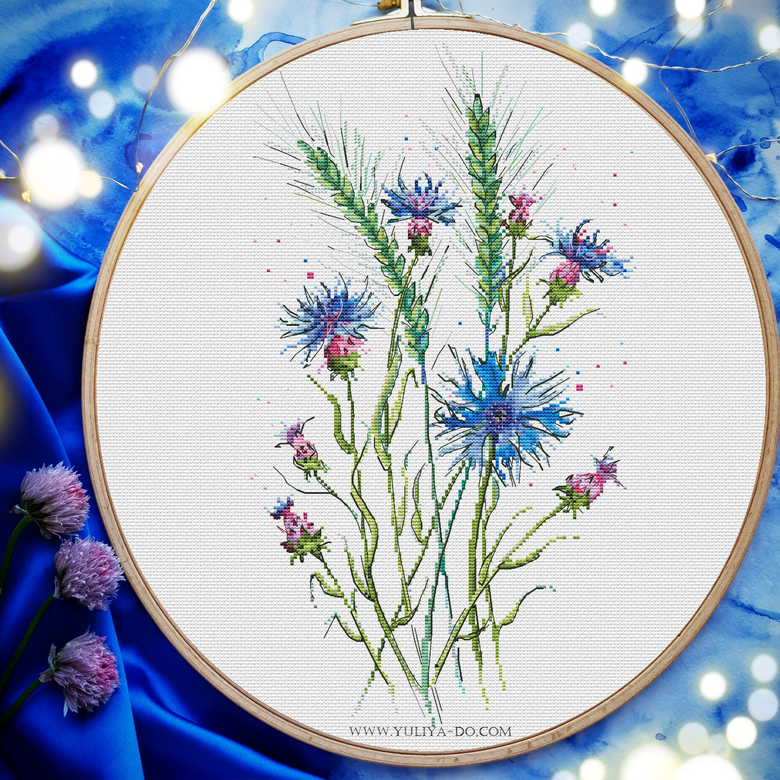 схема вышивки васильки юлия до