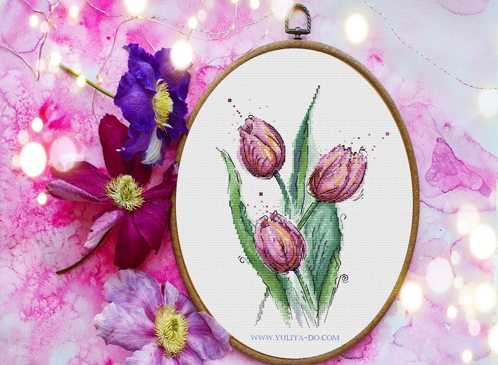 Схема вышивки "Тюльпаны" (100*145крестиков)