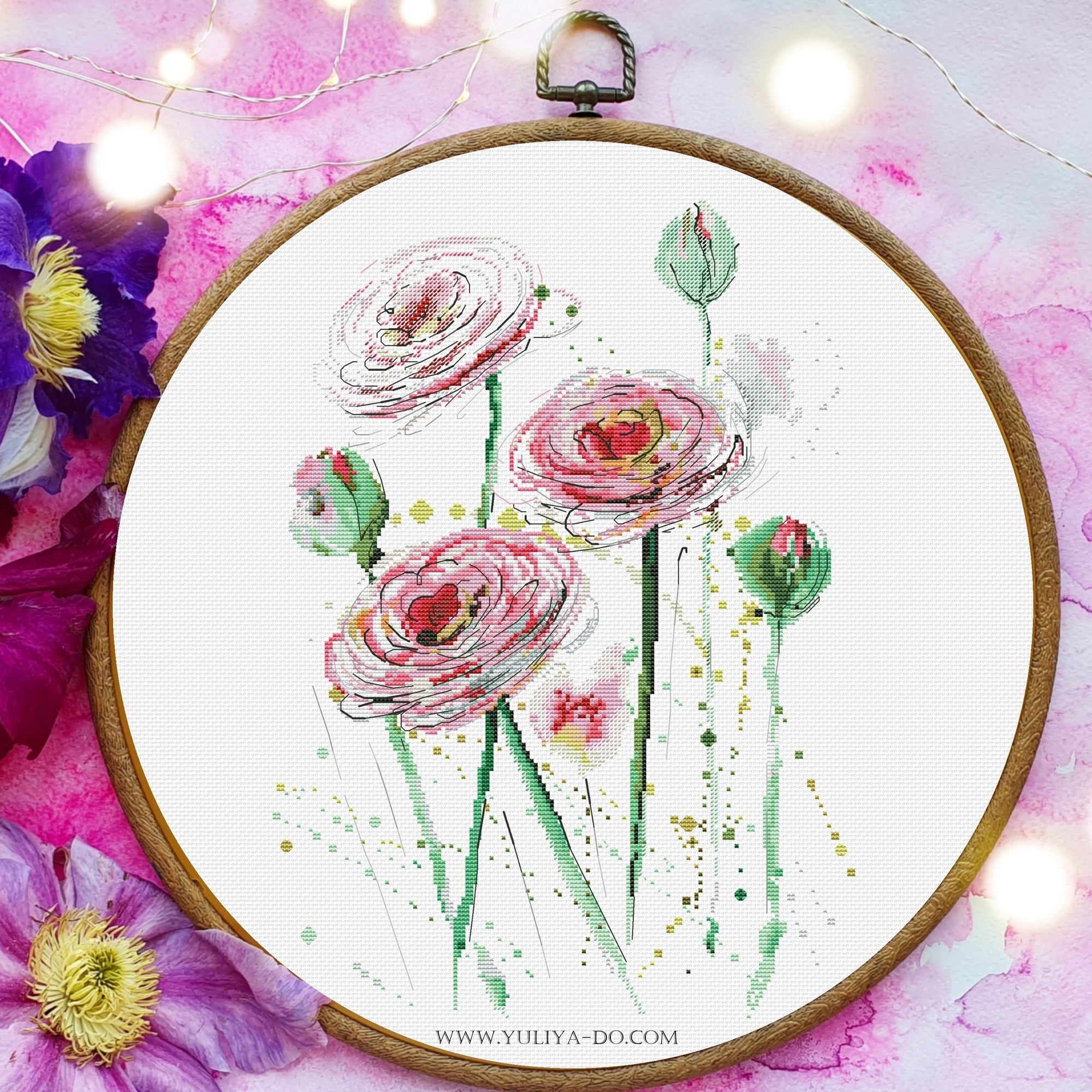 Схема вышивки "Ранункулюсы" (145х202 кр.)