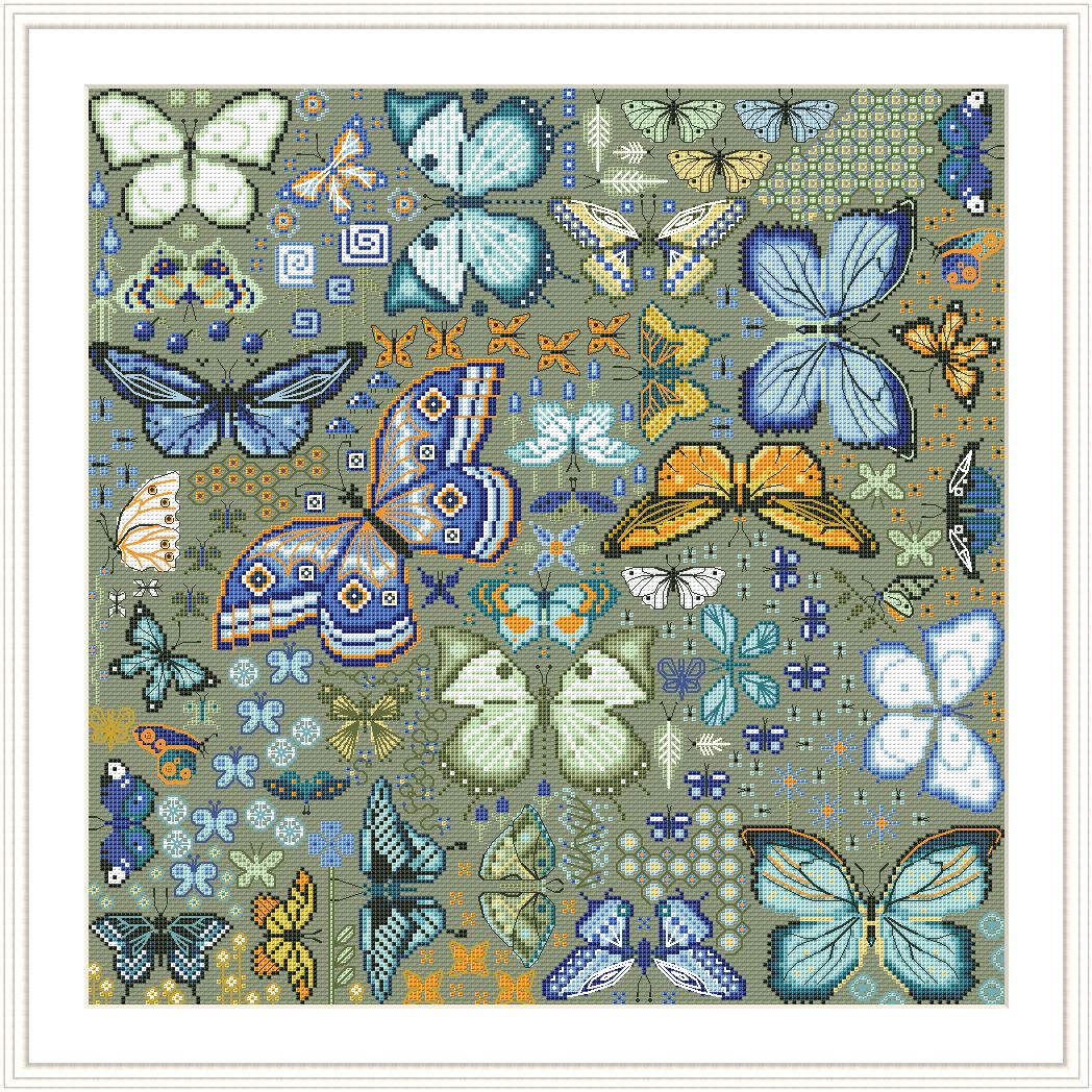 Схема вышивки "Бабочки. Вечер" (220х220 кр.)