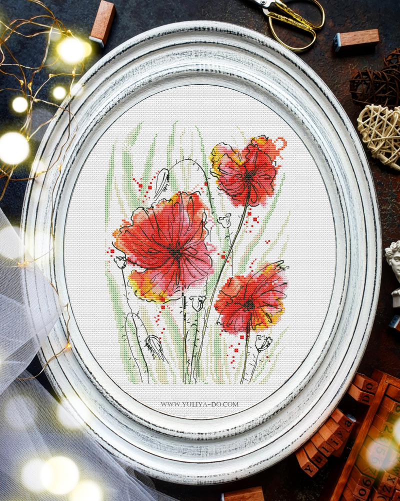 Схема вышивки "Мак" (100х141 кр.)