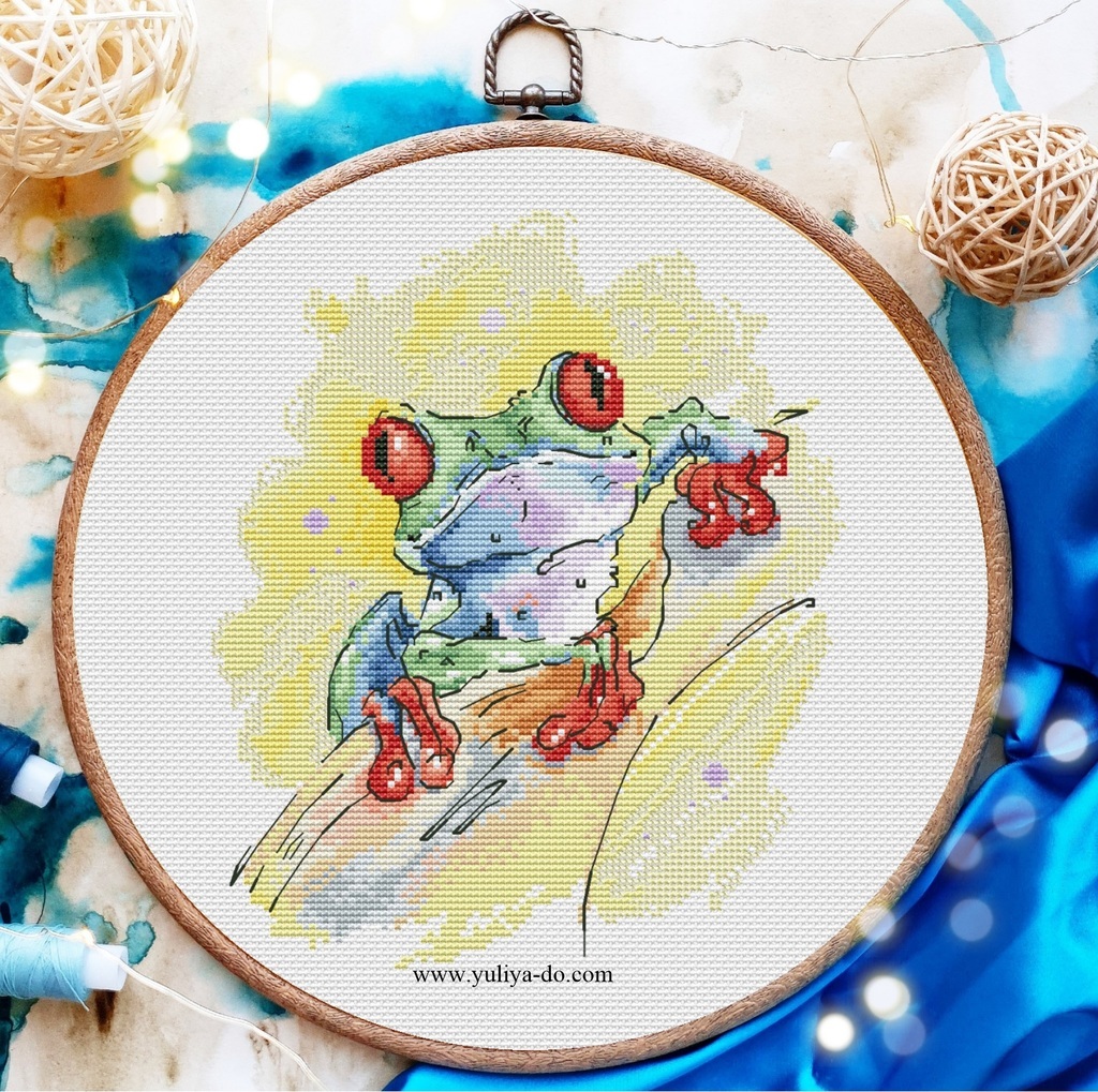 Квакша на желтом фоне 97х117 кр