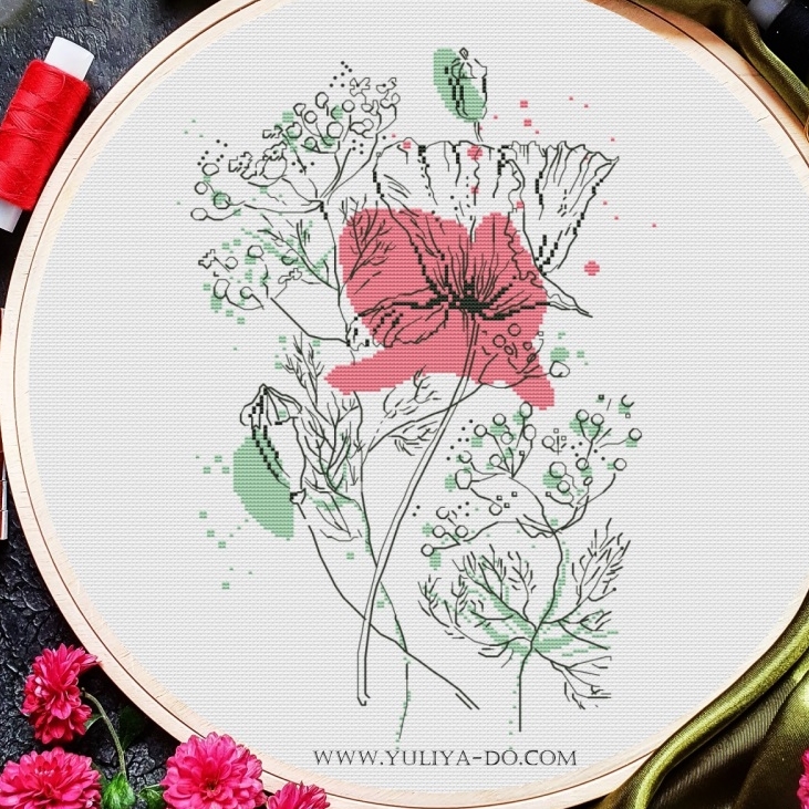 Схема вышивки "Мак от пятна" (127х188 кр.)