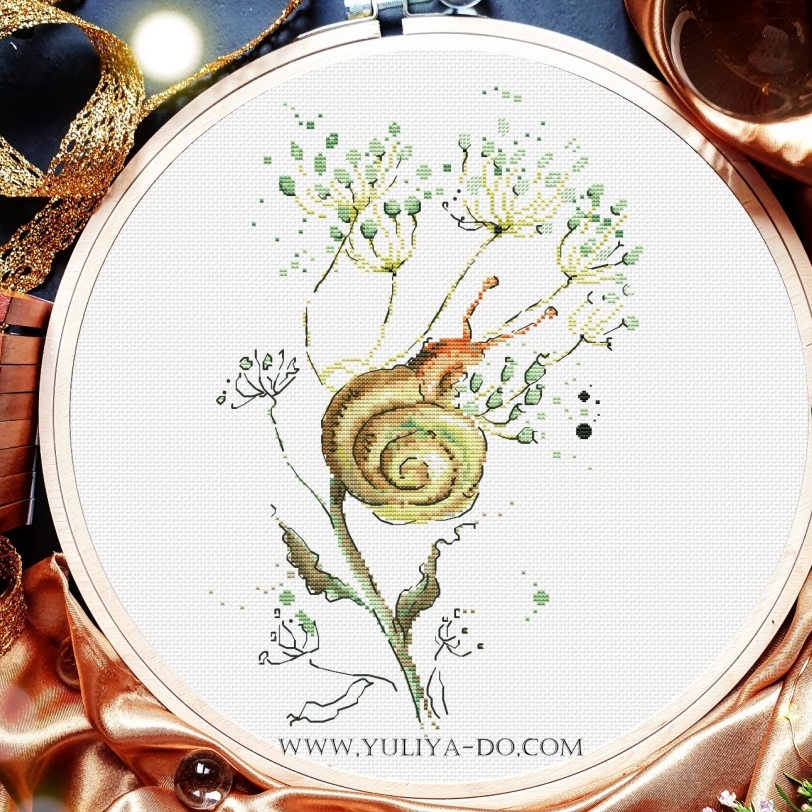 Схема вышики крестом "Улитка под зонтиком" (111х168кр.)