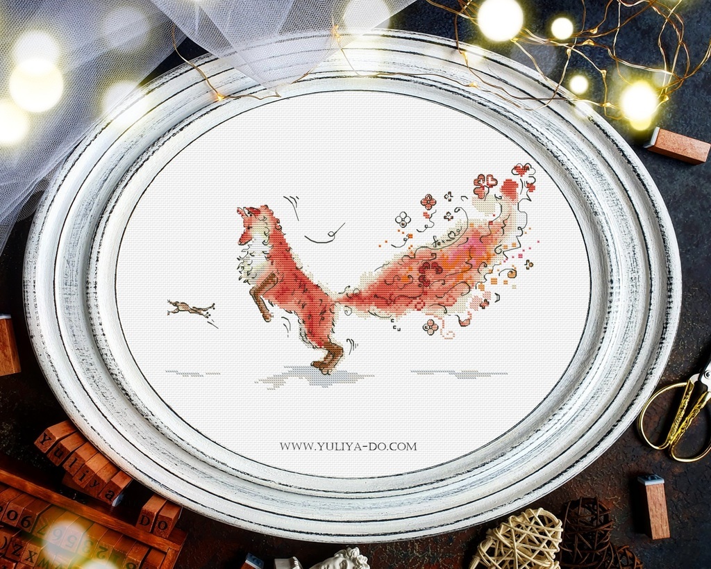 Схема вышивки "Лиса и лягушка"177х103кр"