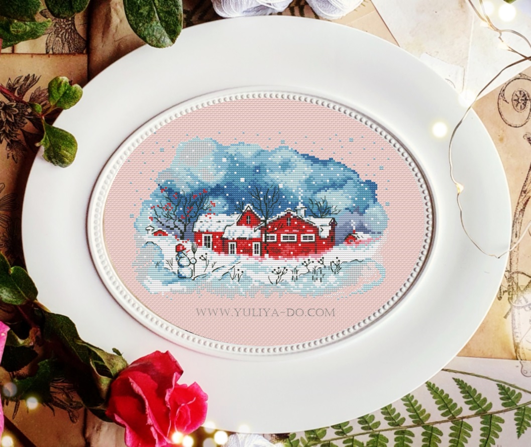 Схема вышивки "Красный домик" (130х84кр.)