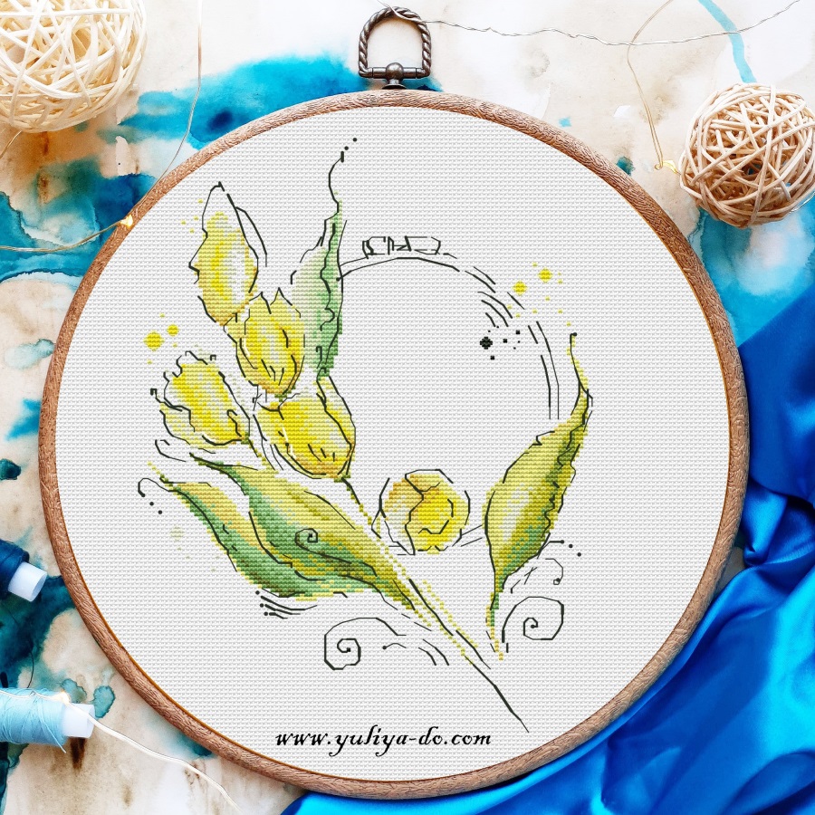 Схема вышивки "Жёлтые тюльпаны" (107*140кр.)