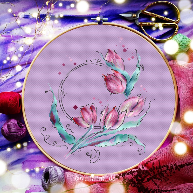 Схема вышивки "Сиреневые тюльпаны" (120*135кр.)