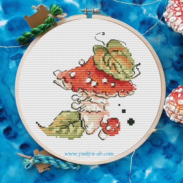 Схема вышивки "Мухомор 3" (58х60кр.)