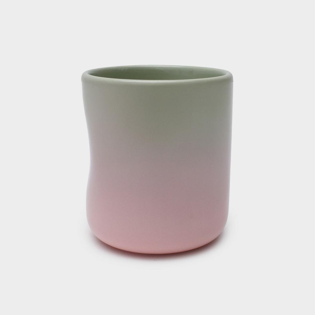 Стакан мятый Омбре зелено-розовый 350 мл