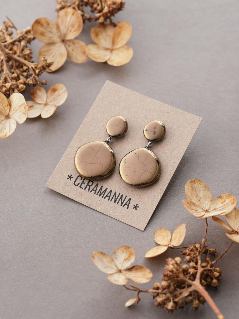 Бронзовые пусеты круг-круг