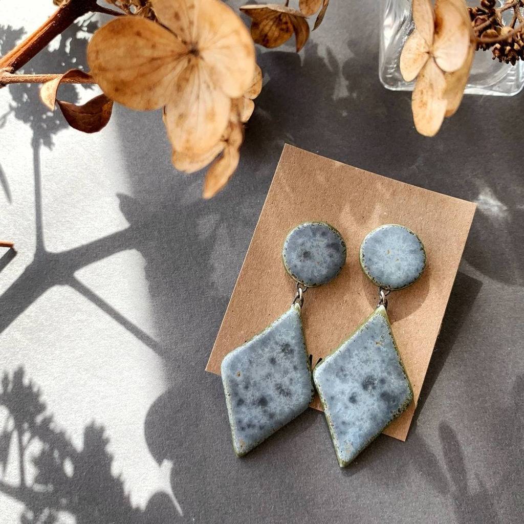 Небесные серьги круг-ромб