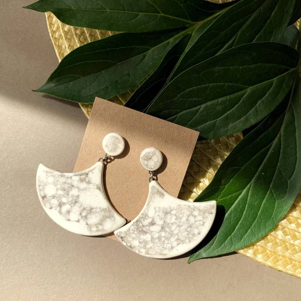 Лунные серьги круг-чешуя