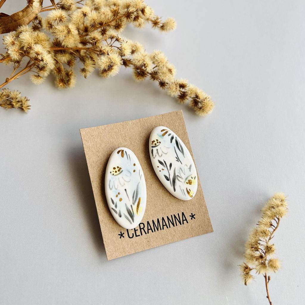 Зимний букет овальные серьги