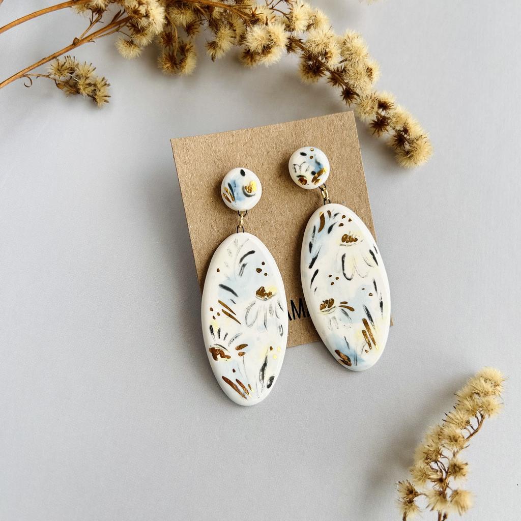 Зимний букет серьги круг-овал