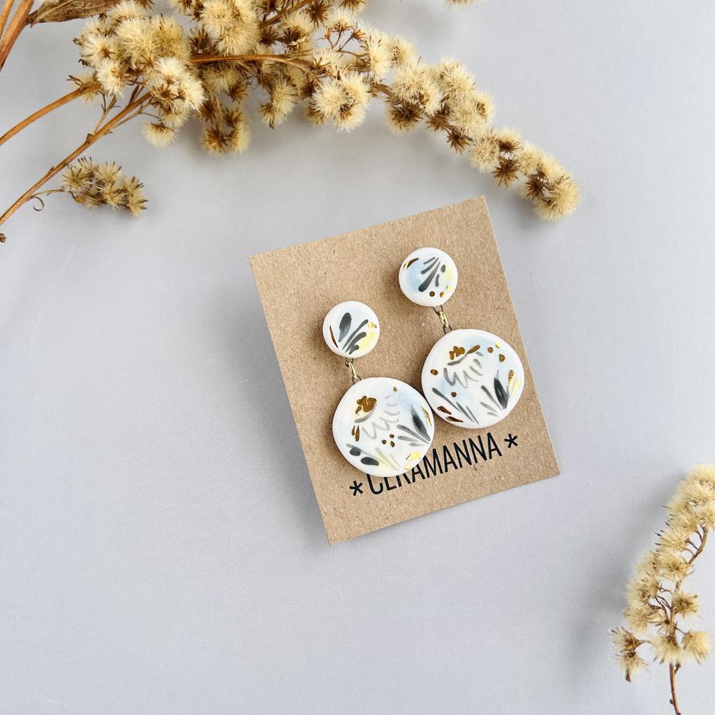 Зимний букет серьги круг-круг