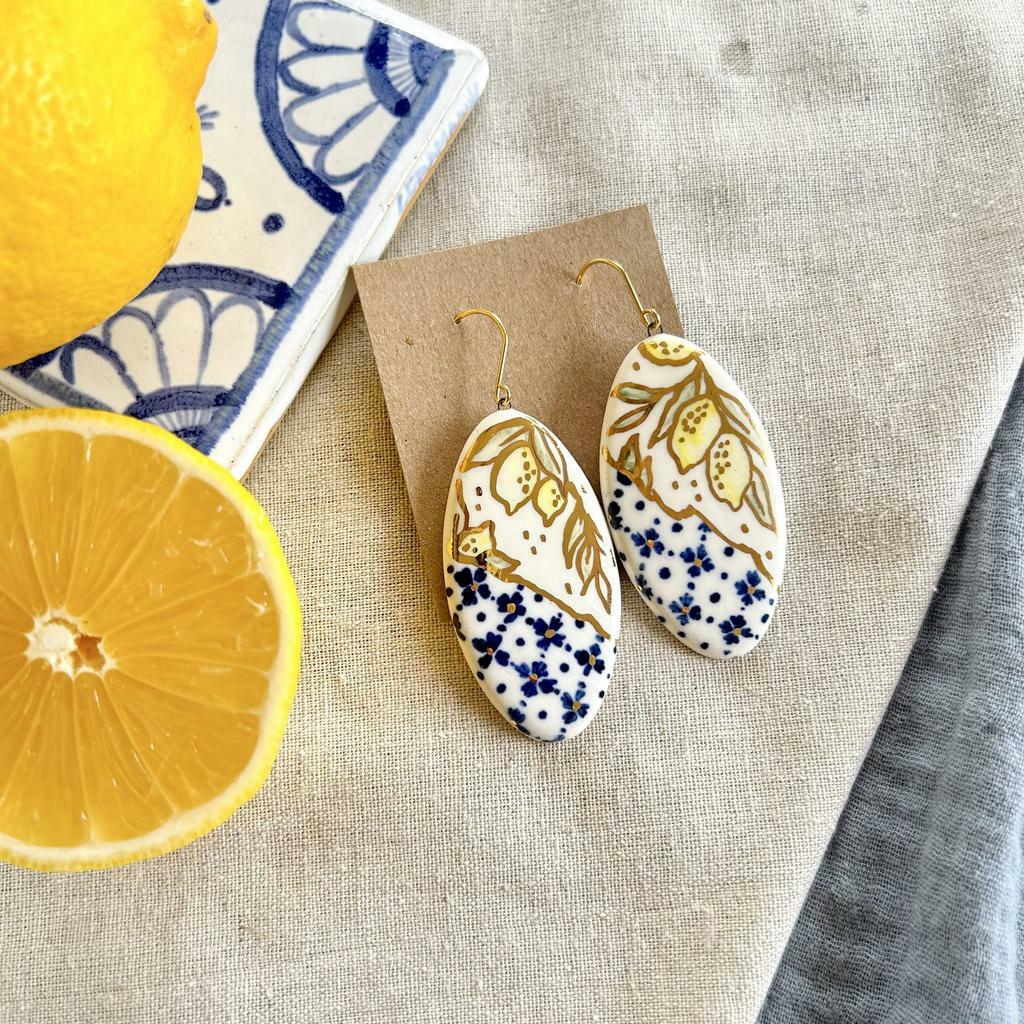 Серьги Плитка в лимонном саду