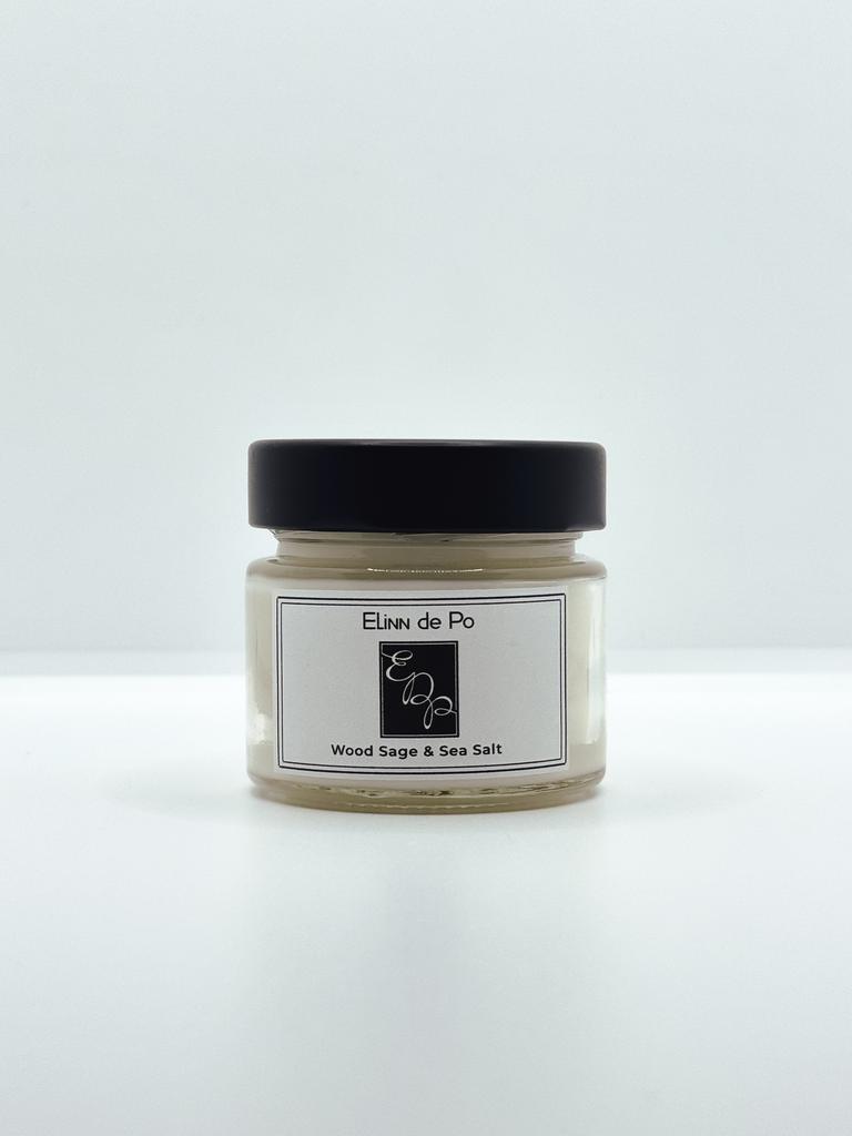Свеча банка с металлической крышкой аромат Wood sage sea salt (Древесный шалфей и Морская соль), 100 мл