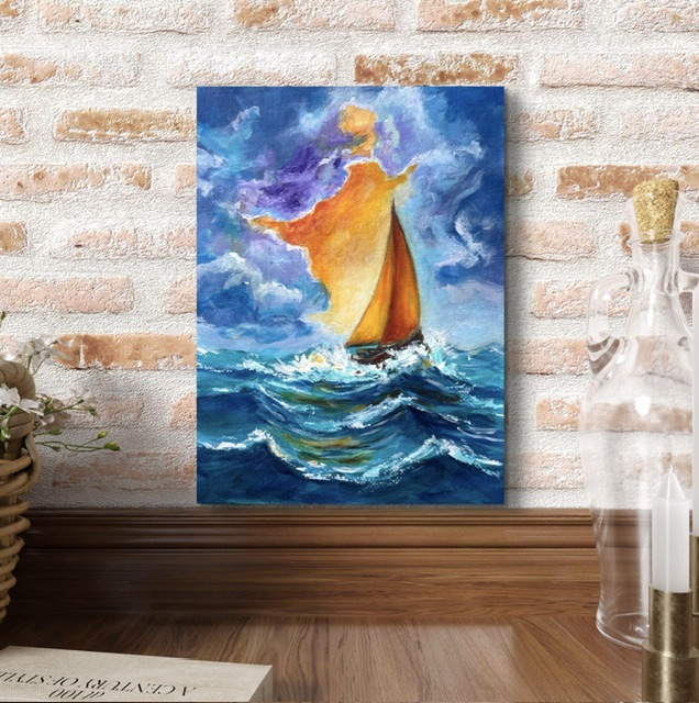 Парус судьбы. Когда ты плывёшь, даже если море бушует. 20х15 см