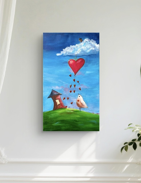 "Дом в нашем сердце" — картина на подрамнике, 35х20 см