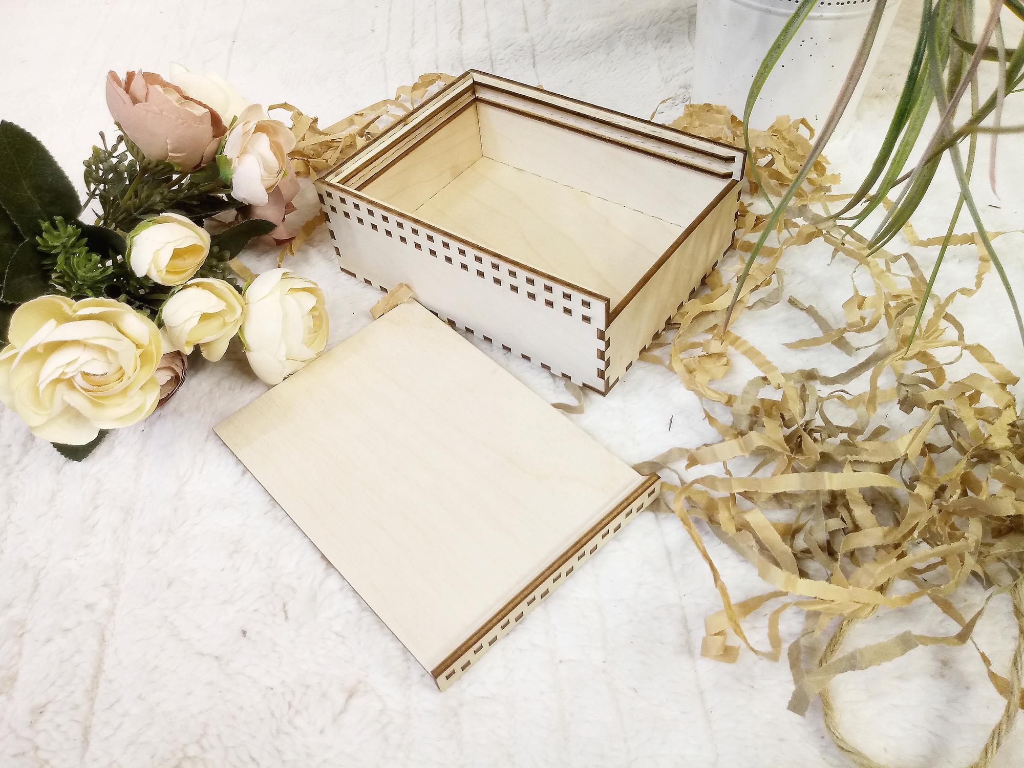 Коробка из фанеры, "с бортиком", средняя прямоугольная