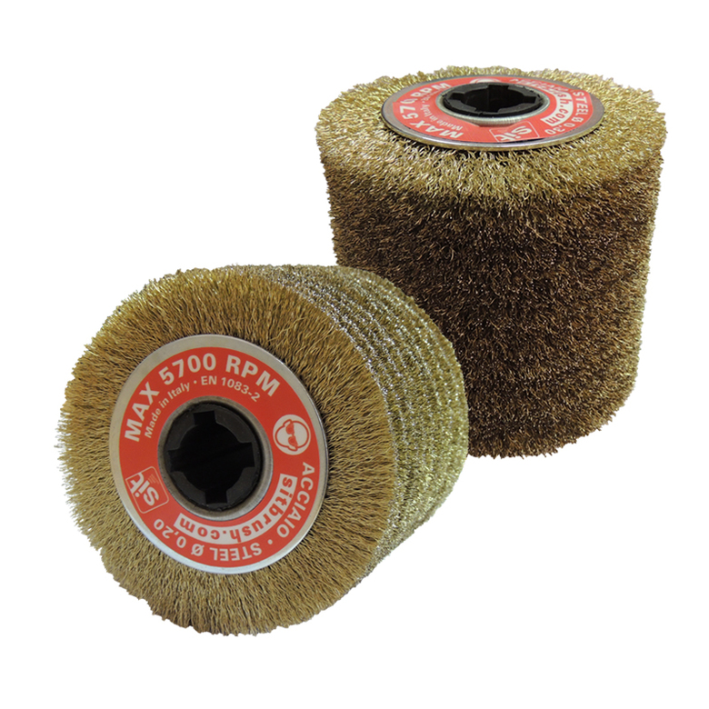 Щетка Д100*100*19+4 паза, ворс гофр латунир-я сталь 0,20 0,30