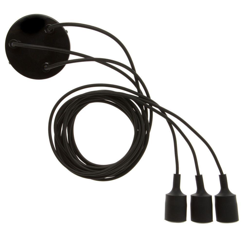 Светильник-паук с силиконовыми патронами и черным основанием на 3-11 ламп