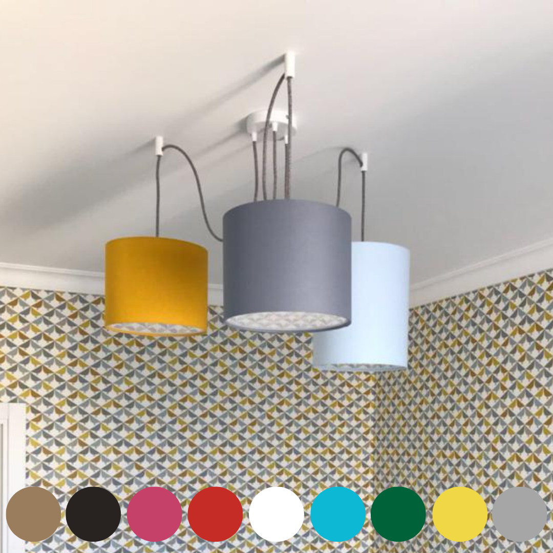 люстра-паук с плафонами разного цвета