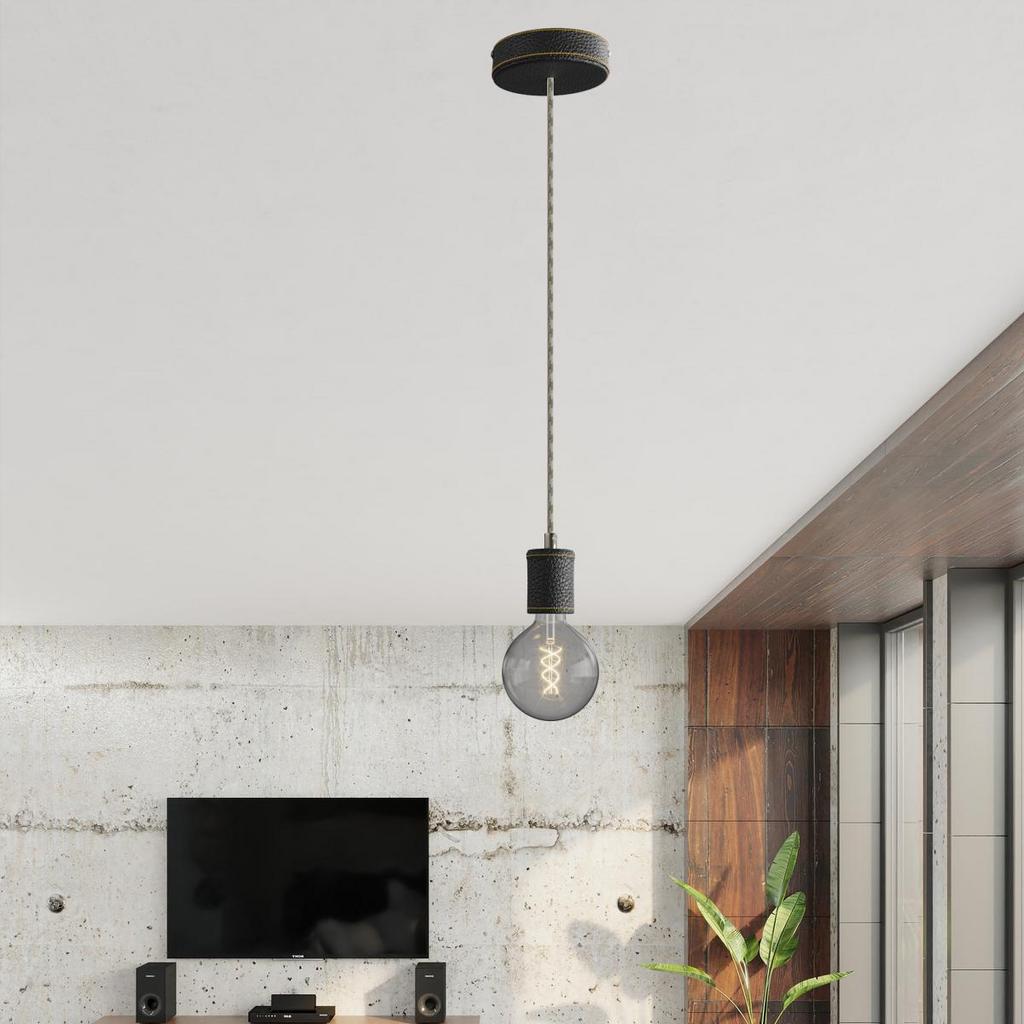 Светильник подвесной с  элементами из кожи PDLP03