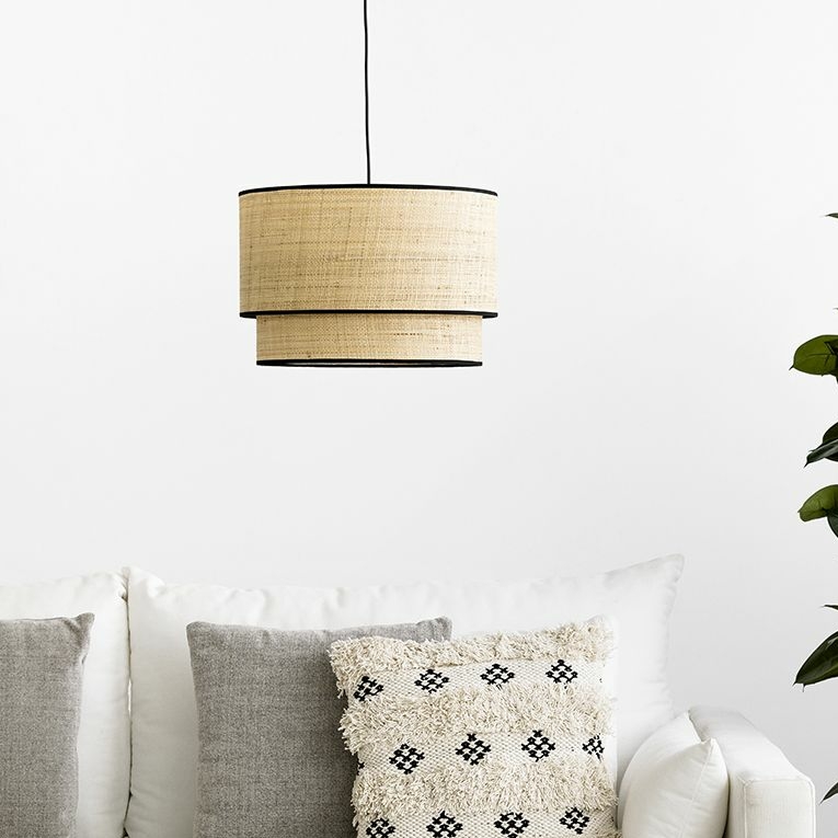 Светильник подвесной с абажуром из полотна рафии HL4035