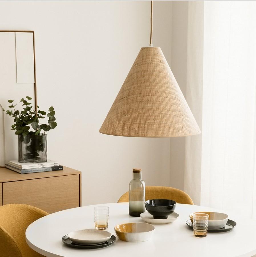 Светильник подвесной с абажуром из  полотна рафии HL5041