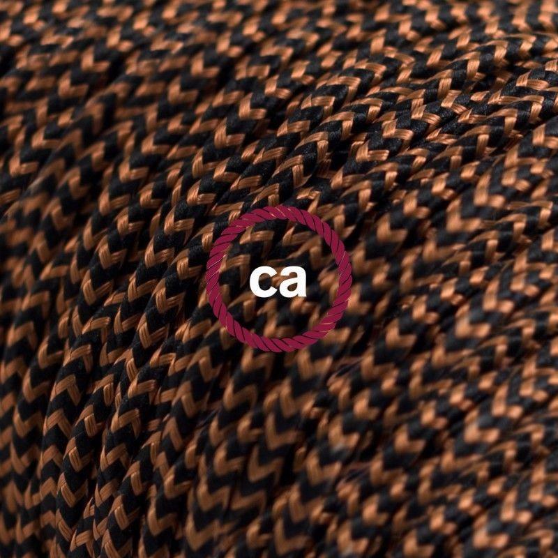 Провод текстильный витой Glossy Black and Whiskey ZigZag