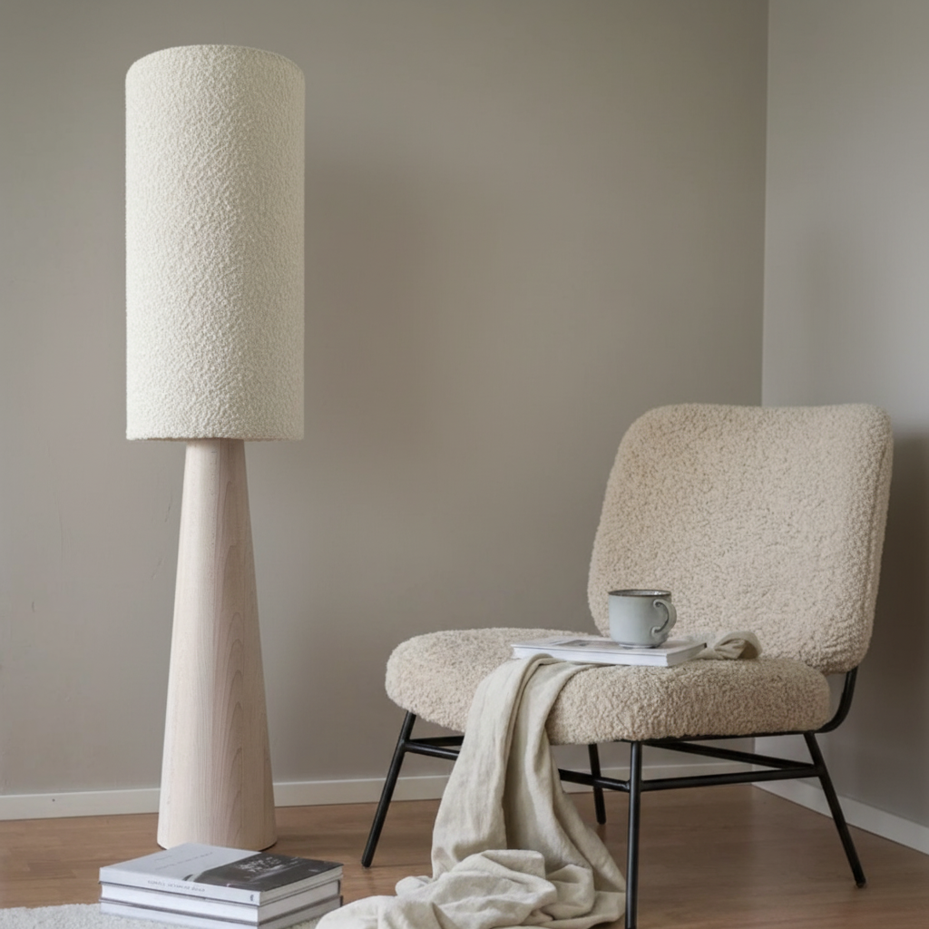 Светильник напольный CONE L с деревянным основанием