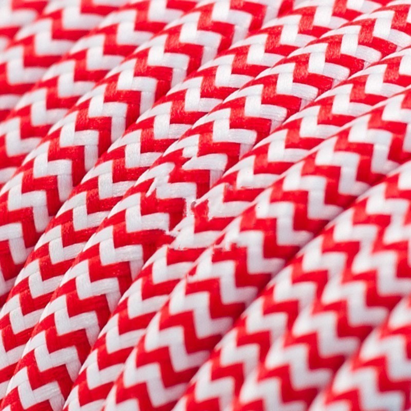 провод электрический красный зигзаг в текстильной оплетке