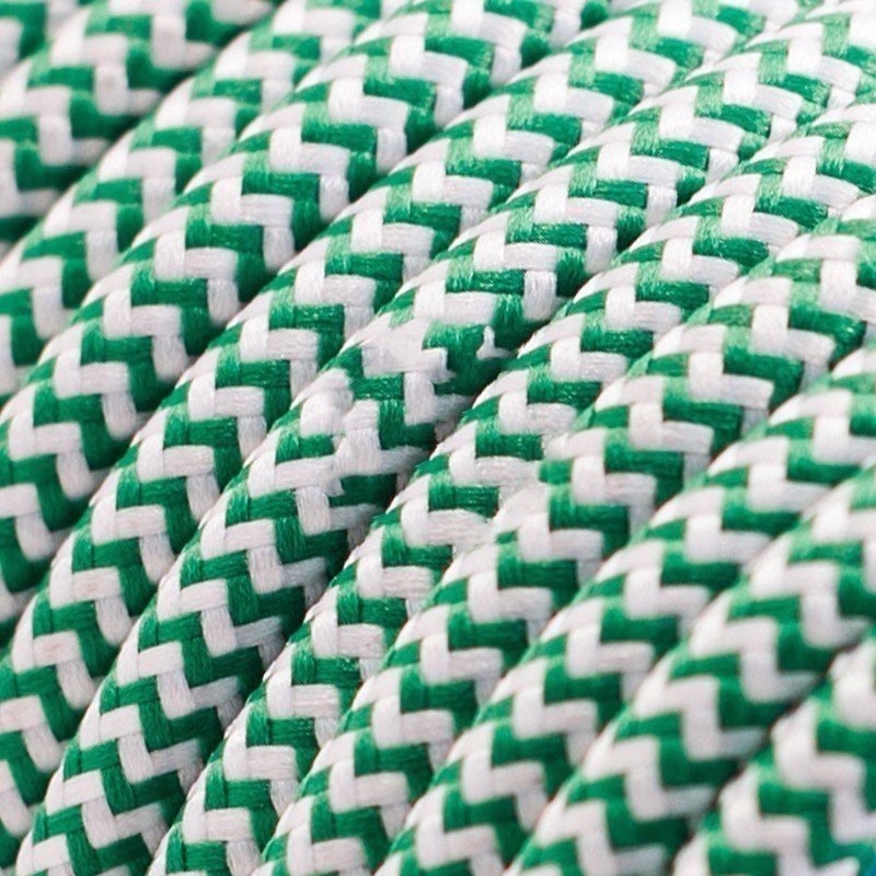 провод электрический зелёный зигзаг в тканевой оплетке