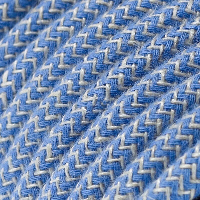 провод электрический голубой зигзаг в тканевой оплетке