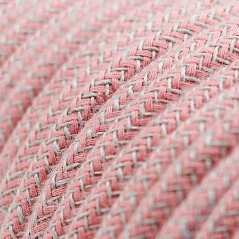 провод электрический розовый зигзаг лён в тканевой оплетке