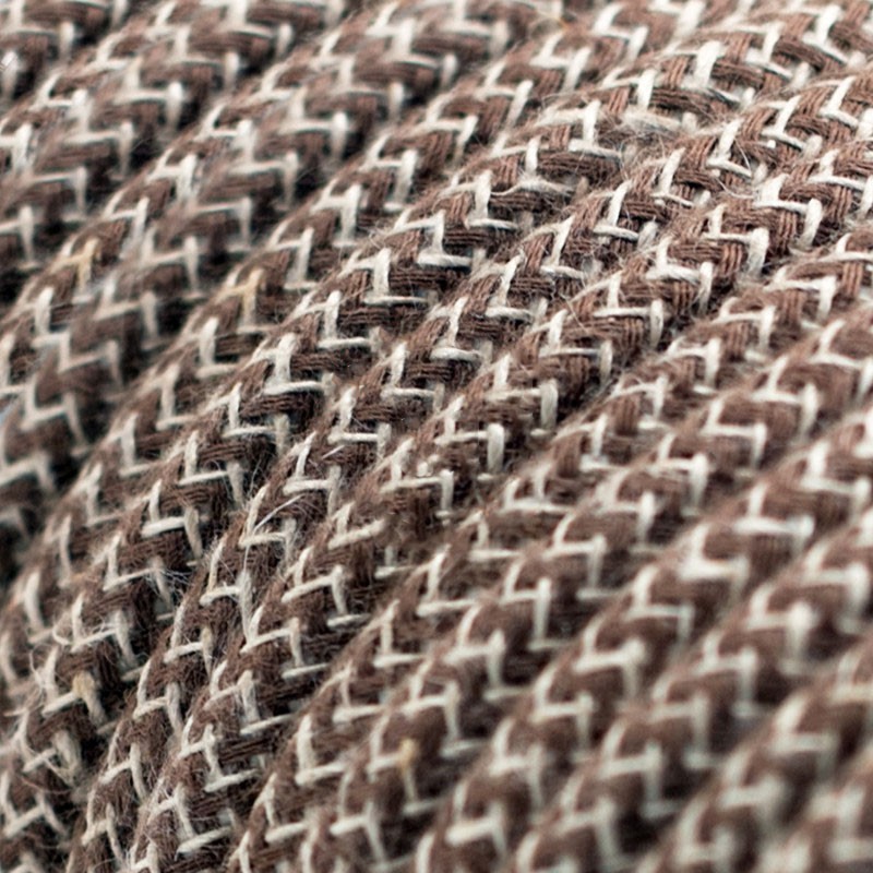 провод электрический коричневый зигзаг лён в тканевой оплетке